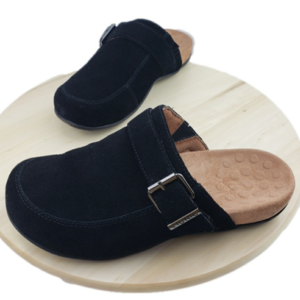 Vionic Mule Clogs Black Suede Tanya Clog Side Strap Buckle Women's Size 9